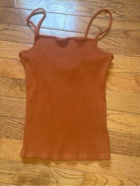 Lulus Basics Ribbed Spaghetti-Strap Camisole in Rust